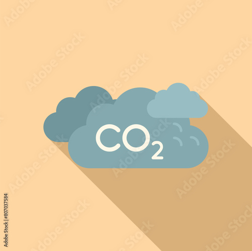 CO2 clouds icon flat vector. Smog reduction. Gas exhaust dioxide