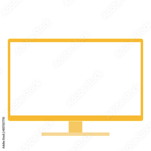白色画面のモニター（16:9・正面・オレンジ・1台）