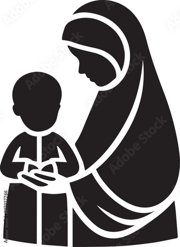 Mother and child silhouette. Mother's Day concept