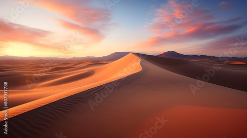 Panoramic view of sand dunes at sunset, Death Valley National Park, California, USA