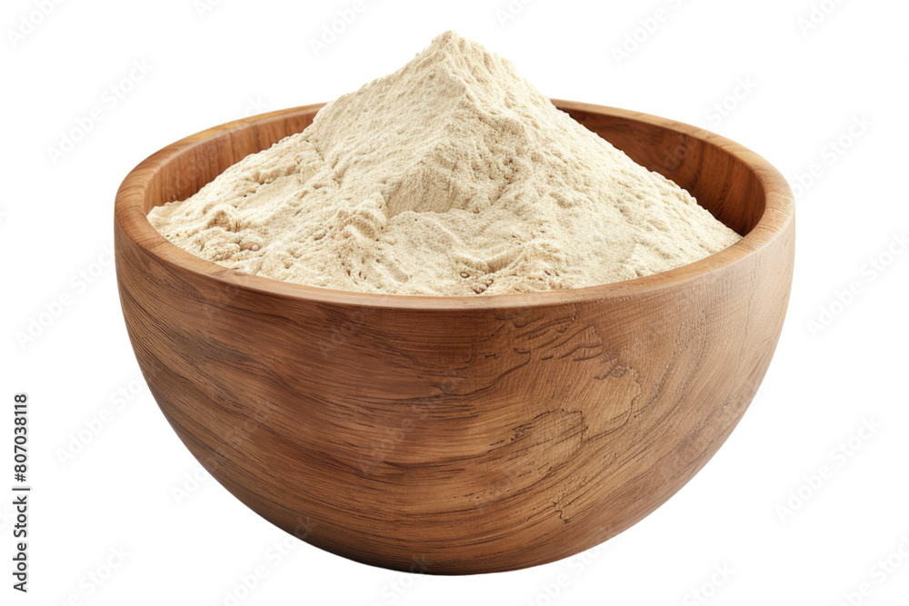 Wheat flour brown bowl isolated on transparent background Wheat flour brown bowl isolated on transparent background
