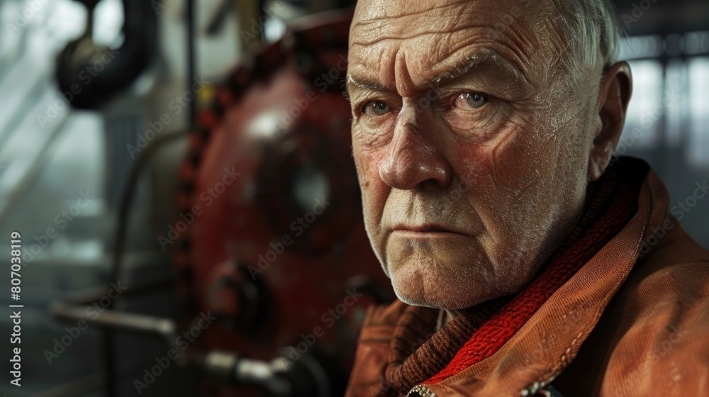 A Senior Factory Worker Or Engineer Is Captured In A Close-Up Portrait Within A Factory Setting, Background HD For Designer        