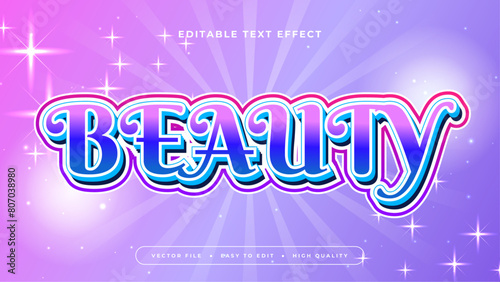 Purple violet blue and white beauty 3d editable text effect - font style