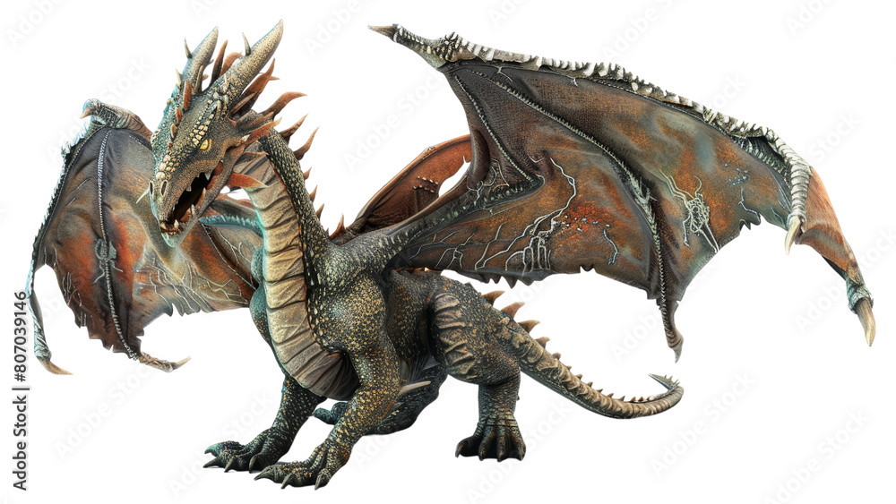Fototapeta premium dragon illustration PNG element cut out transparent isolated on white background ,PNG file ,artwork graphic design.
