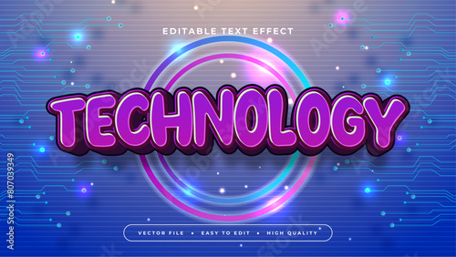 Blue and purple violet technology 3d editable text effect - font style