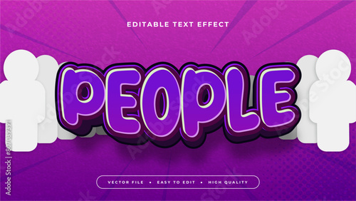 Gray grey purple violet and white people 3d editable text effect - font style