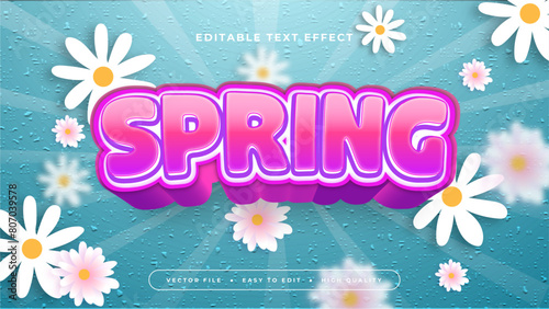 White blue and purple violet spring 3d editable text effect - font style