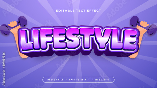Purple violet white and beige lifestyle 3d editable text effect - font style