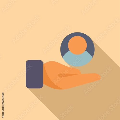 Care new person worker icon flat vector. Safety professional. Standing grateful