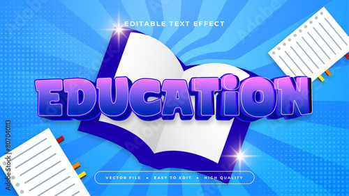 Blue white and purple violet education 3d editable text effect - font style