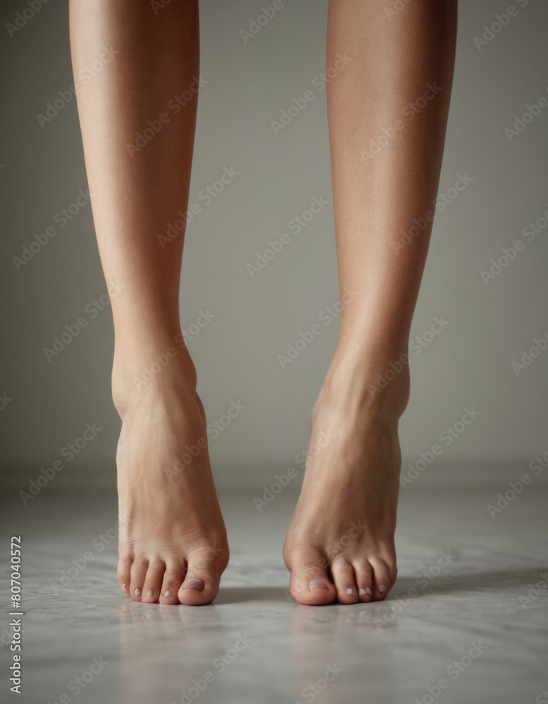 pair of slim woman legs on tip toes