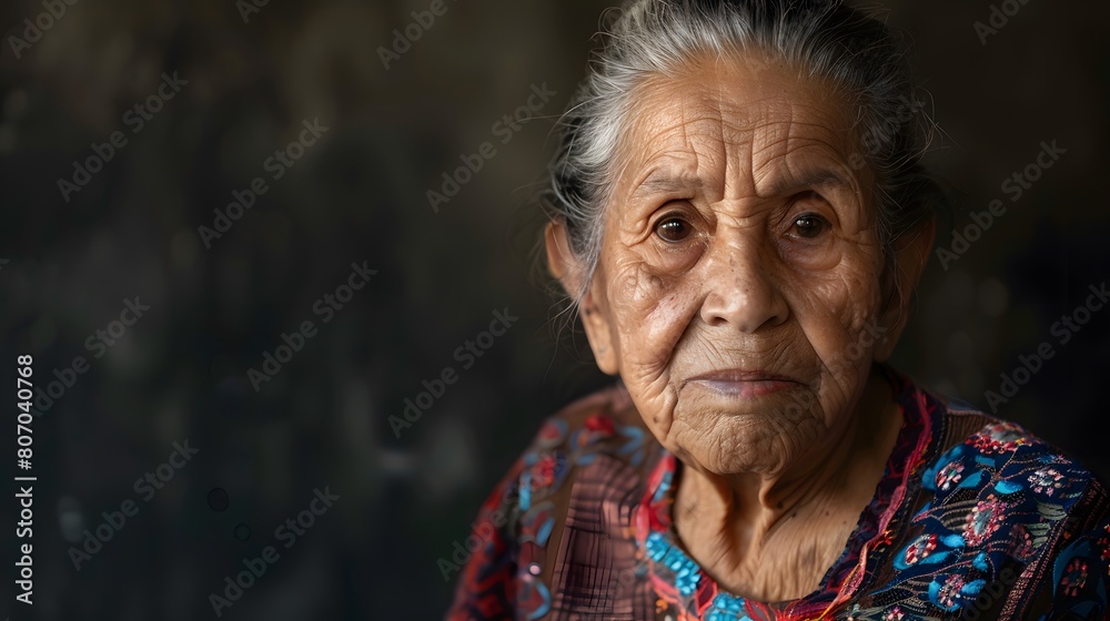 An elderly woman in traditional clothing. Mexican old woman with. Mexican grandma. 