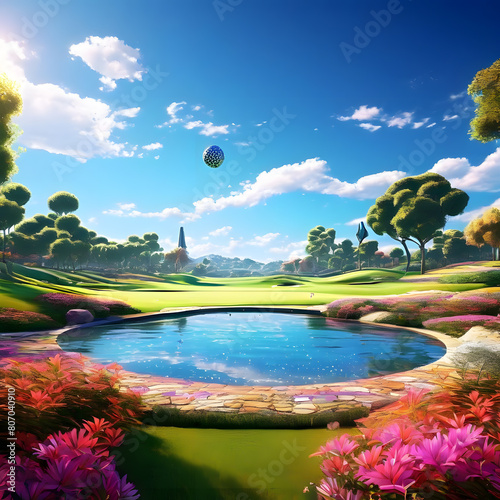 Golf course with lawn, ai-generatet