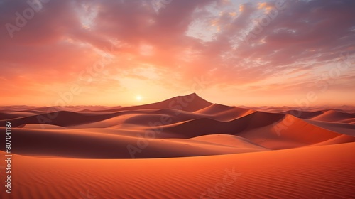 Desert sand dunes panorama at sunset. 3d render © Michelle