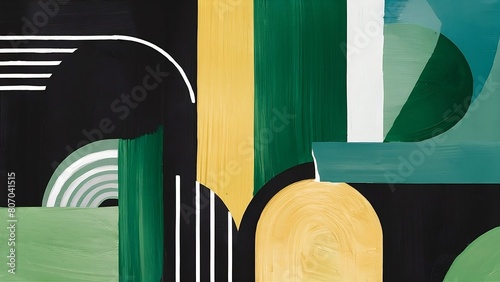 An abstract minimalist background is used, black and green colors, pastel painting technique.	