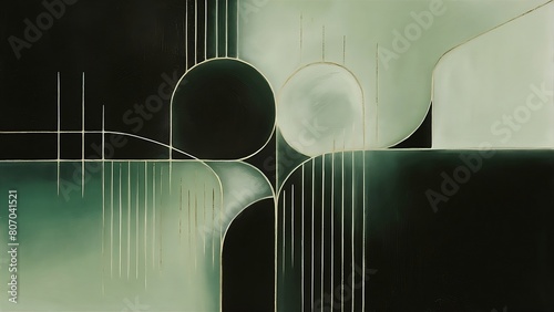 An abstract minimalist background is used, black and green colors, pastel painting technique.	