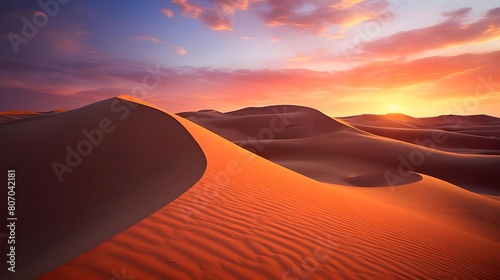 Desert dunes at sunset. Sunrise in the desert. 3d rendering