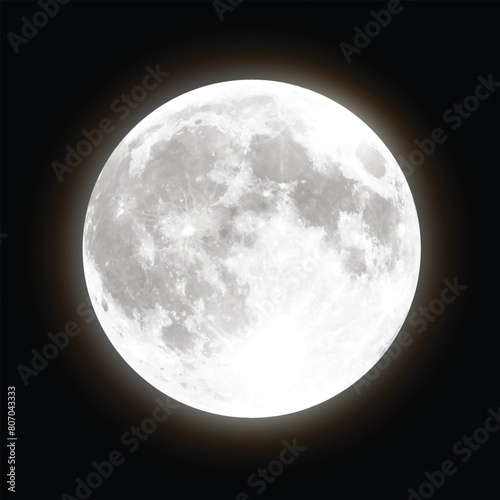 Image of the Moon on a black background. Realistic illustration. © kjolak