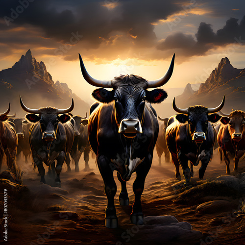 large herd of cattle, ai-generatet