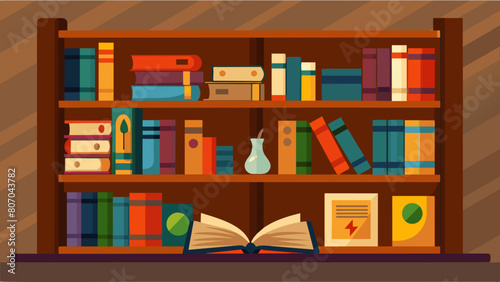 A sy wooden bookstand holding open a large tome filled with the teachings of various philosophers throughout history.. Vector illustration photo