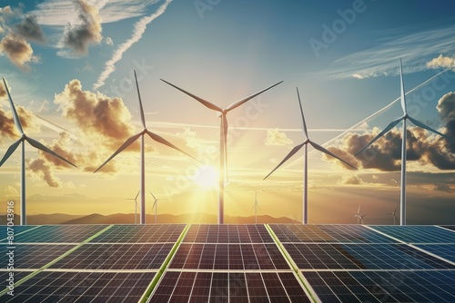Wind turbines in a renewable world photo