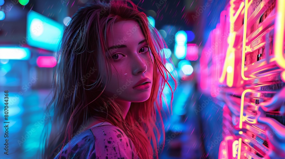 beauty woman portrait neon light beauty woman portrait neon light
