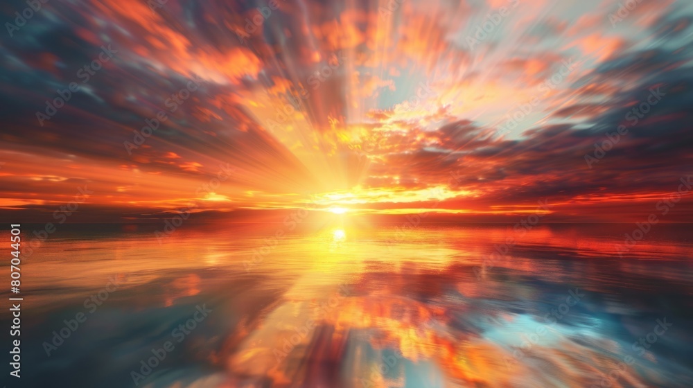 Obraz premium the shine of the sun with a beautiful blurred sunset generative ai