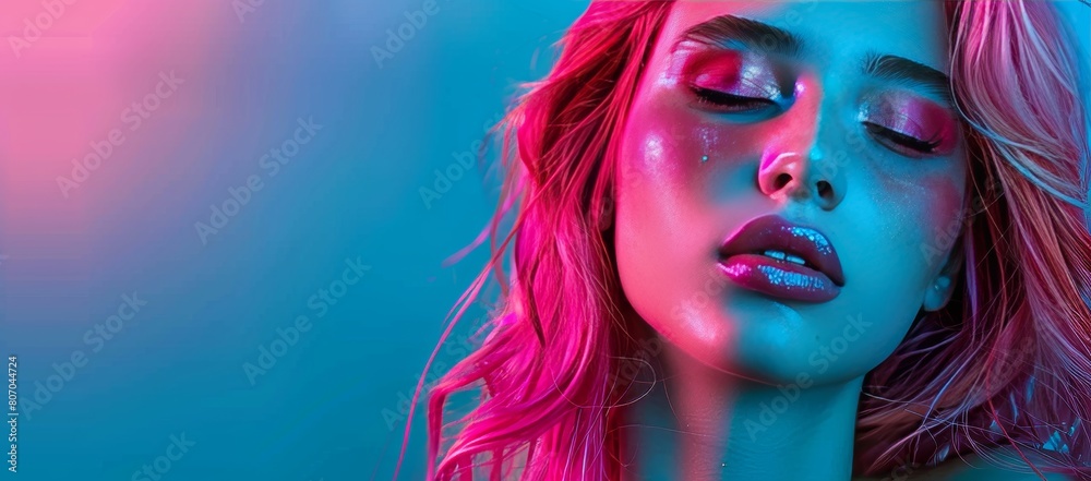 beauty woman portrait neon light beauty woman portrait neon light