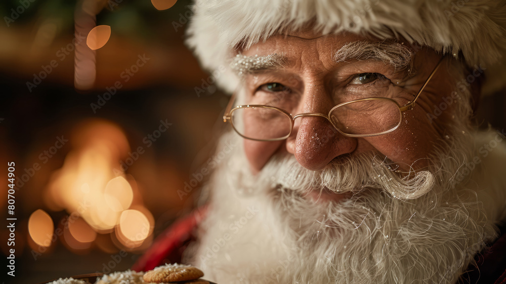 Santa Claus holding a cookie. Santa Claus holding a cookie.