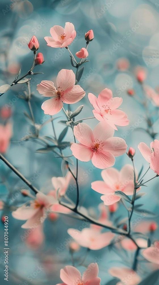 vertical image of pink flowers in the morning vertical image of pink flowers in the morning