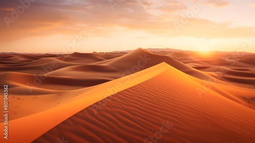 Desert sand dunes panorama at sunset. 3d render © Michelle