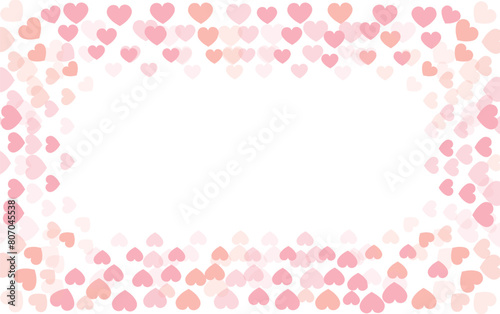 Background with pink hearts. Border with pink hearts. Lovely frame for holidays. Vector illustration.