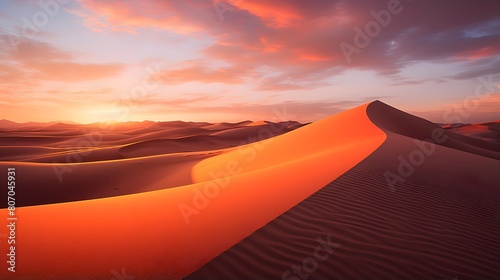 Sand dunes in the Sahara desert at sunset  Morocco  Africa