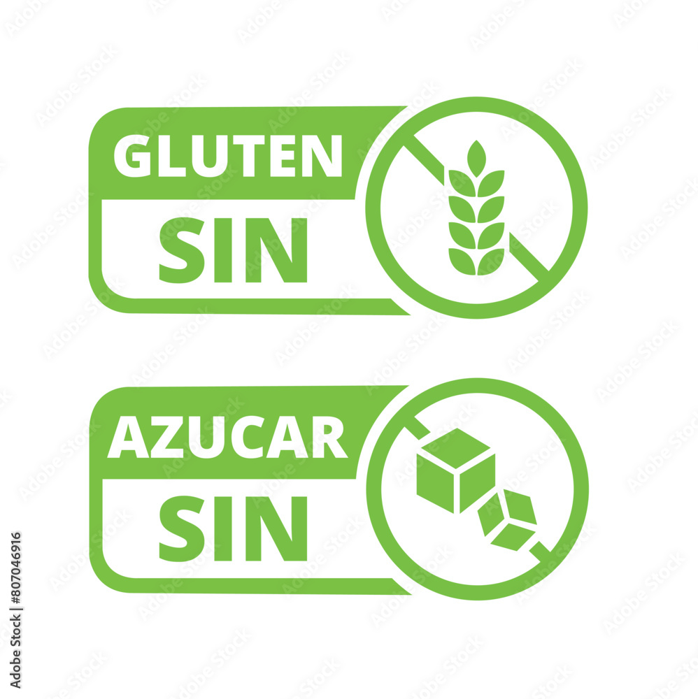 Icono de sin gluten y sin azúcar. Vector Icono de sin gluten y sin azúcar. Vector