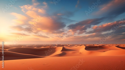 Beautiful panorama of sand dunes in the Sahara desert, Morocco