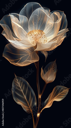 Elegant Flower Illustration: A Delicate Blossom Designed with Versatility in Mind, Its Transparent Background Allowing Effortless Incorporation into Diverse Design Applications, Adding Elegance © HaiderShah