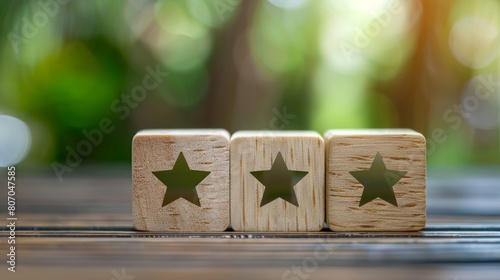 wooden cubes with customer satisfaction rating to measure product evaluation generative ai © Francheska