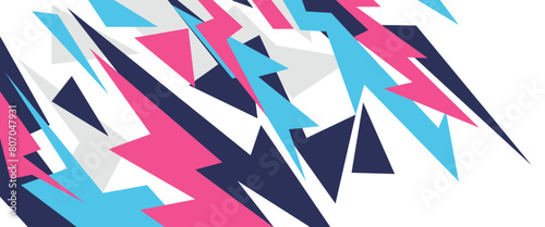 Blue pink and white vector illustration sport speed decal abstract with geometric style. Graphic abstract stripe racing banner kit designs for wrap vehicle, race car, rally, adventure and livery