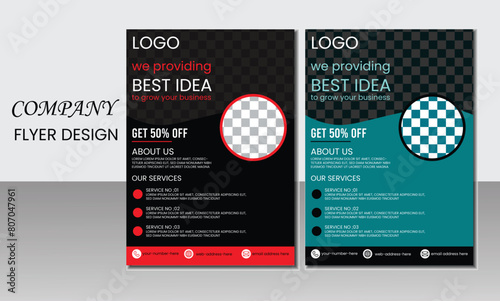 Professional modern flyer design with multiple color variation 