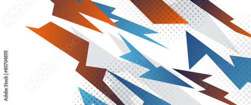 Blue orange and white sports speed abstract racing texture banner. Geometric pattern vector illustration. Graphic abstract stripe racing designs for wrap vehicle, race car, rally, adventure, livery