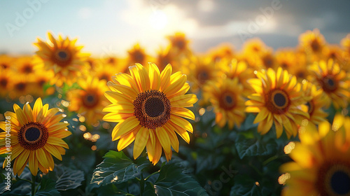 Bouquet of Sunshine: Vector Art Capturing the Vibrant Beauty of Sunflowers, Each Bloom Gently Illuminating a White Backdrop.