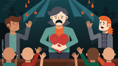 The playthrough culminates in a heartwrenching performance of the albums closing track leaving the audience in awe of the emotional journey they just Vector illustration