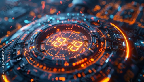 Wallpaper Mural A 3D render of a scientific countdown interface, sleek design, urgent carbon deadline theme, detailed textures Torontodigital.ca