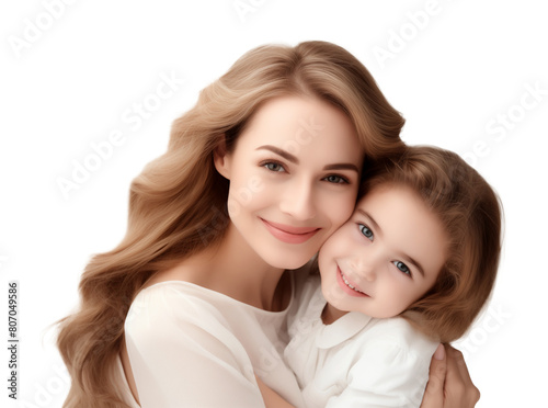 Mother and Daughter Love for Mother's Day Isolated on Transparent Background 