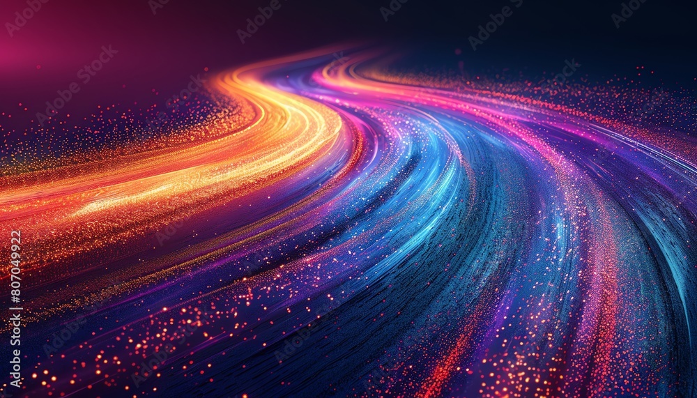 Vibrant IT roadmap, panoramic, digital streams and nodes, highcontrast, path of innovation Vibrant IT roadmap, panoramic, digital streams and nodes, highcontrast, path of innovation