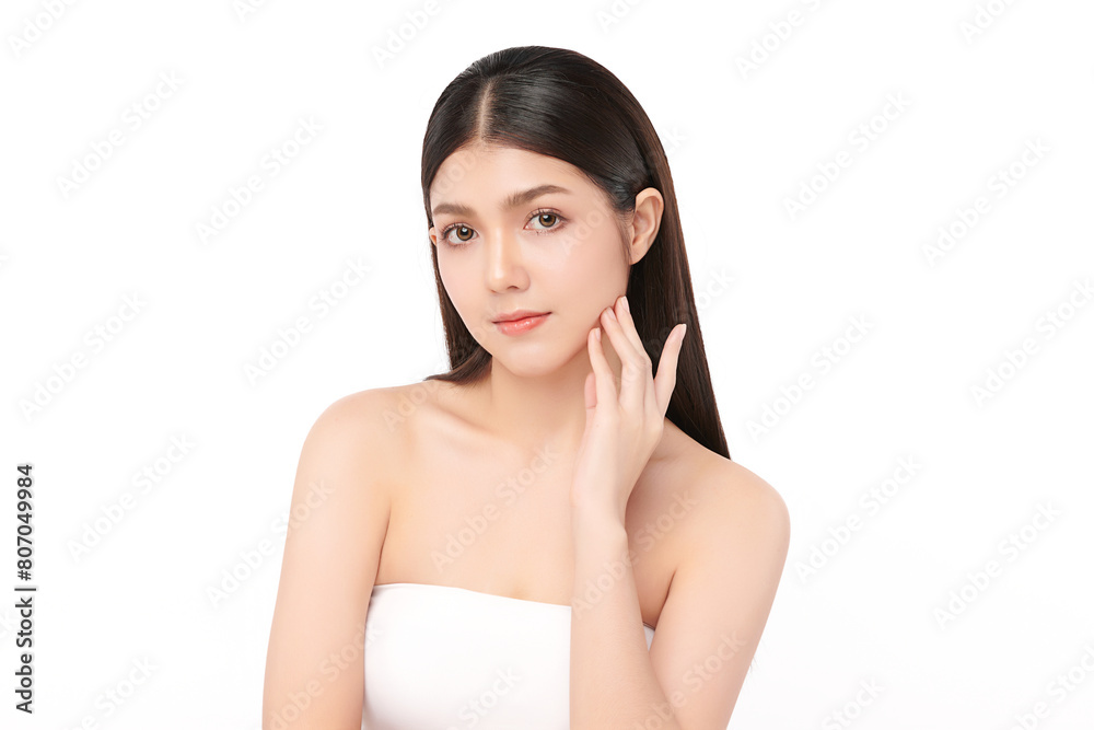 Beautiful young asian woman with clean fresh skin on white background, Face care, Facial treatment, Cosmetology, beauty and spa, Asian women portrait. Beautiful young asian woman with clean fresh skin on white background, Face care, Facial treatment, Cosmetology, beauty and spa, Asian women portrait.