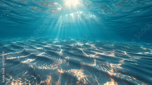 AI generated illustration of the sandy bottom of the sea in sunlight