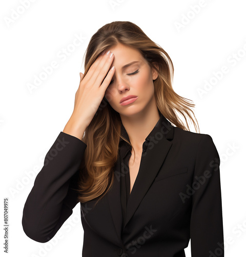 Businesswoman Facepalm Isolated on Transparent Background 