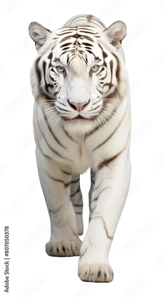 Obraz premium White Tiger Front View Isolated on Transparent Background 