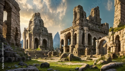  空想の世界で、朽ち果てた壮大な古代都市 photo